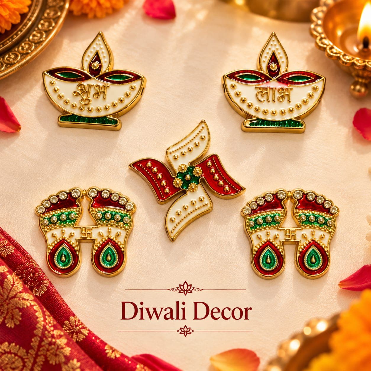 Diwali Decor Set, Diya Shubh Labh