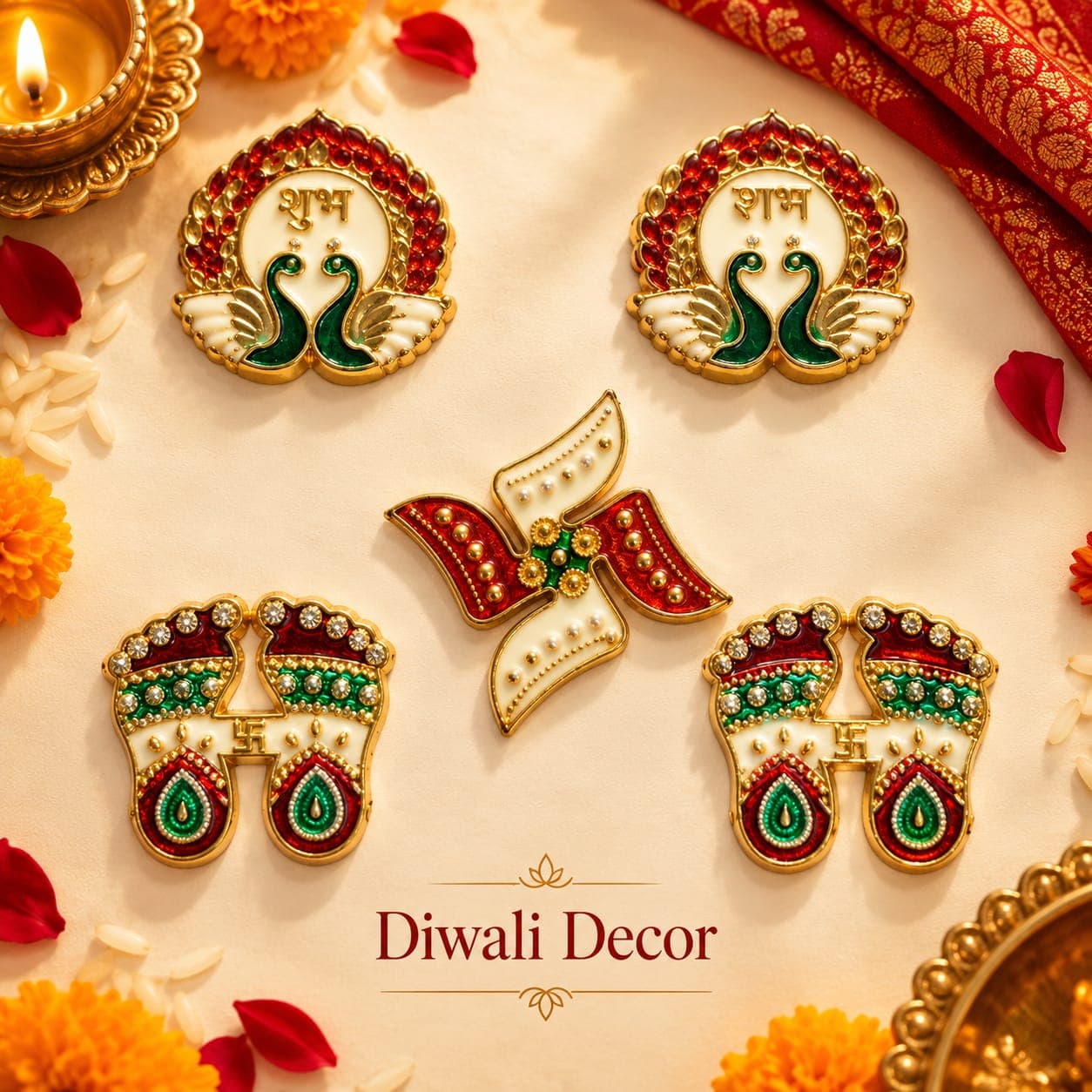 Diwali Decor Set, Peacock Shubh