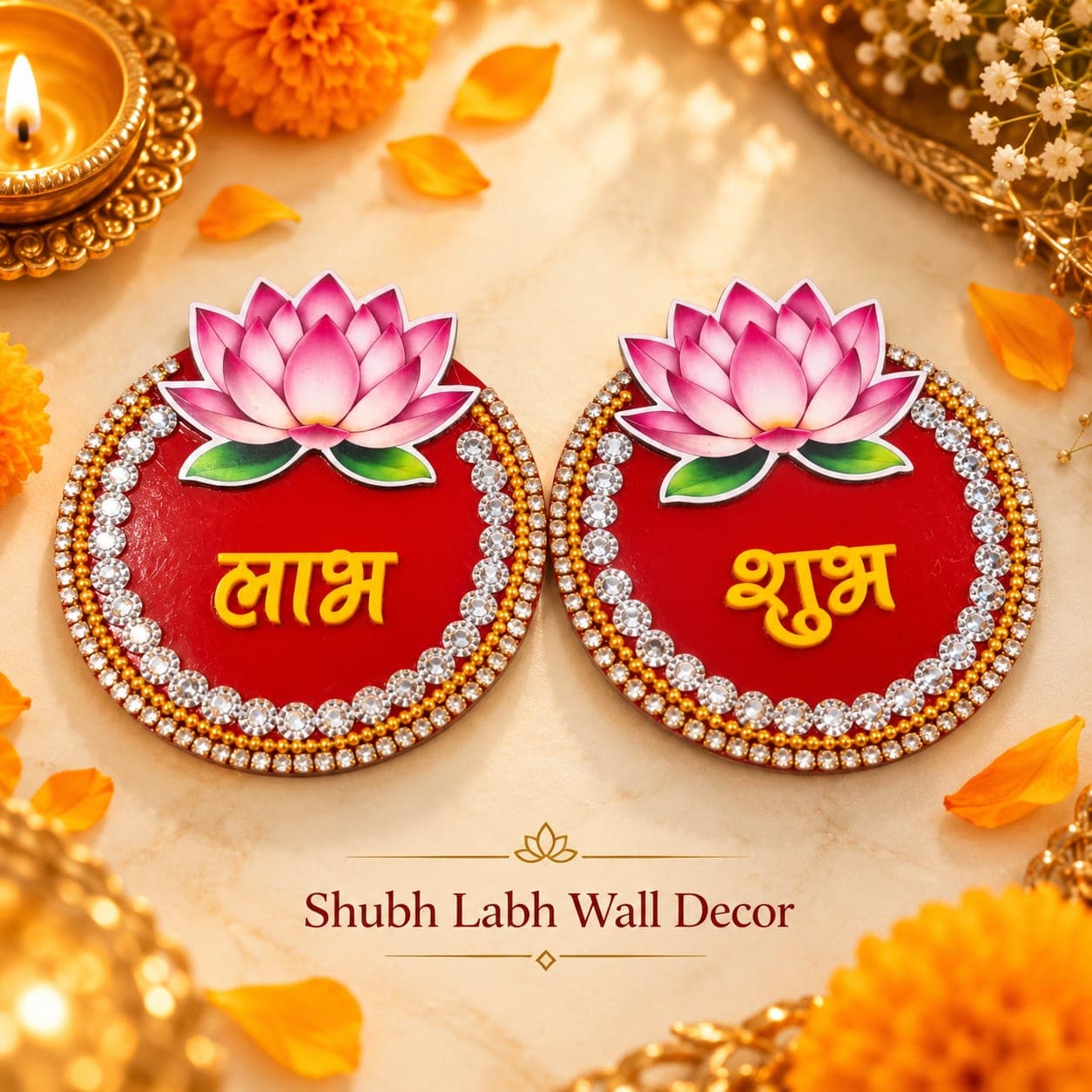 Shubh Labh Wall Decor, Lotus