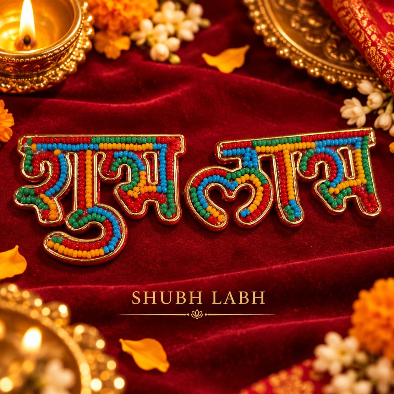 Beaded Shubh Labh Letters (Multicolor)