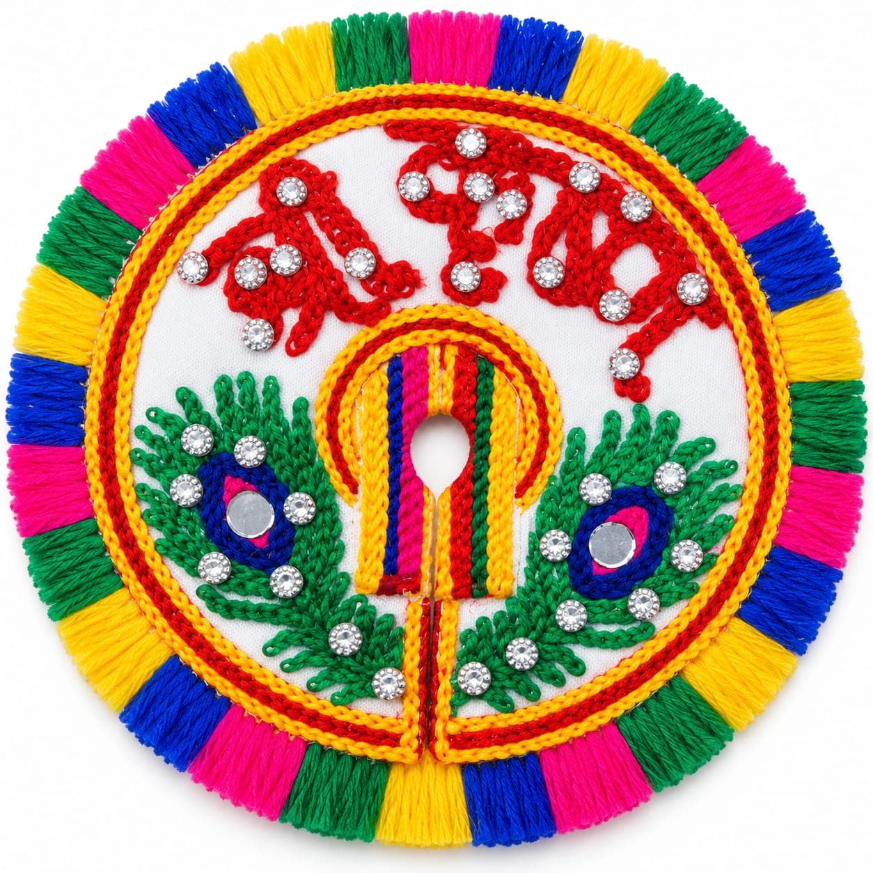 Kachi Work Lalan Vagha (Peacock Feather Mirror)