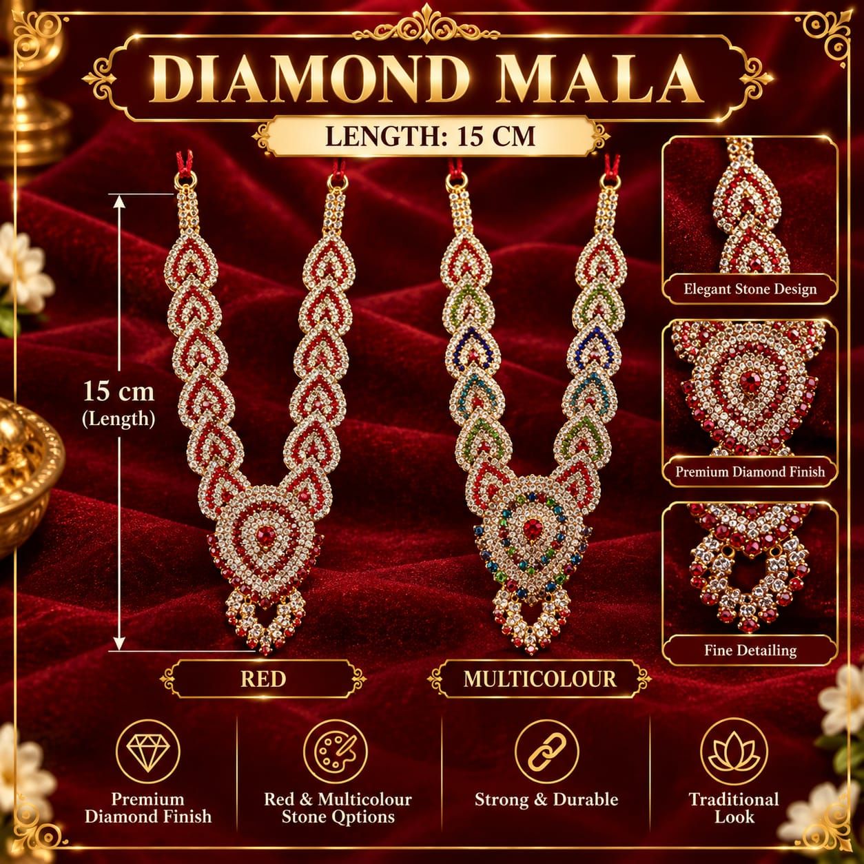Diamond Mala 15 Cm Teardrop